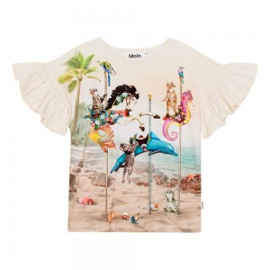 Molo Rayah Tytöille T Shirts Tops Carousel Cats | FI0000496