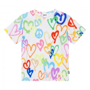 Molo Riley Pojille T Shirts Tops Variety Hearts | FI0000786