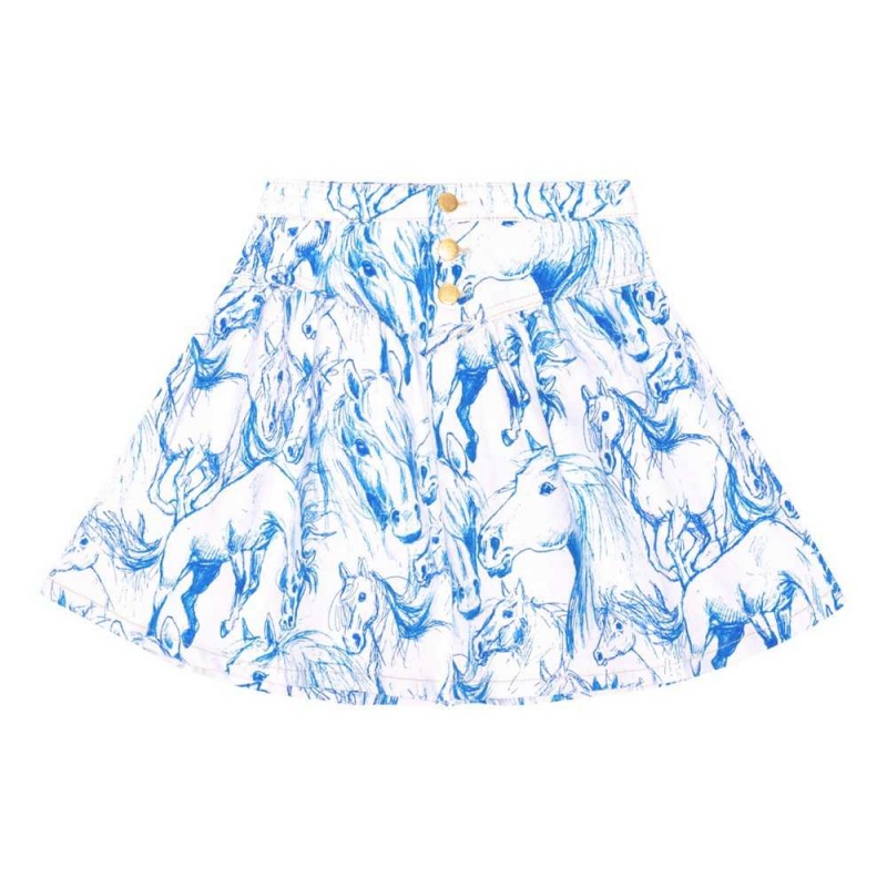 Molo Betsy Tytöille Skirts Blue Horses | FI0000456