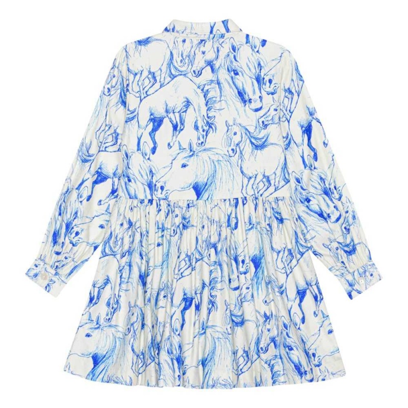 Molo Christy Tytöille Dresses Blue Horses | FI0000277