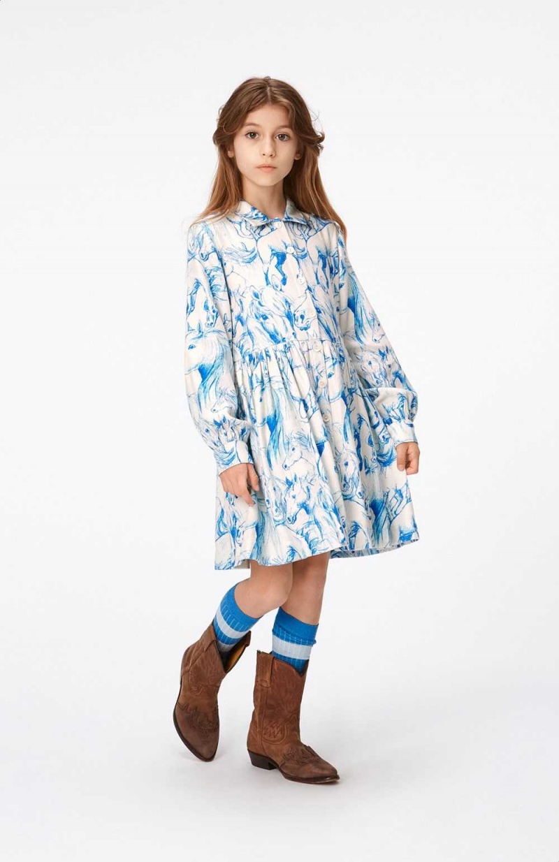 Molo Christy Tytöille Dresses Blue Horses | FI0000277