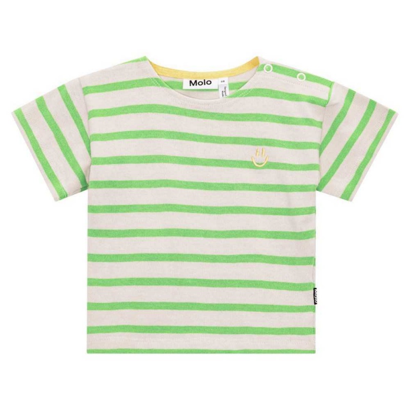 Molo Eivor Pojille T Shirts Tops Grass Stripe | FI0001424