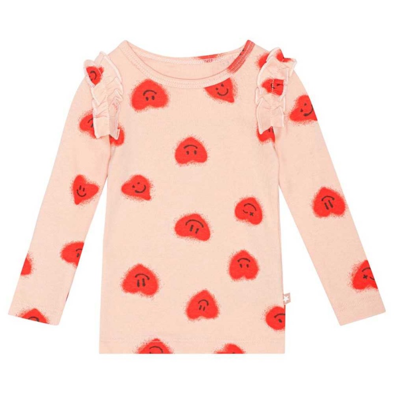 Molo Emma Tytöille T Shirts Tops Red Hearts_ Jersey | FI0001449