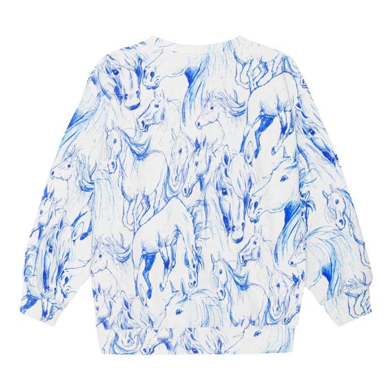 Molo Monti Tytöille Sweatshirts Cardigans Blue Horses | FI0000480